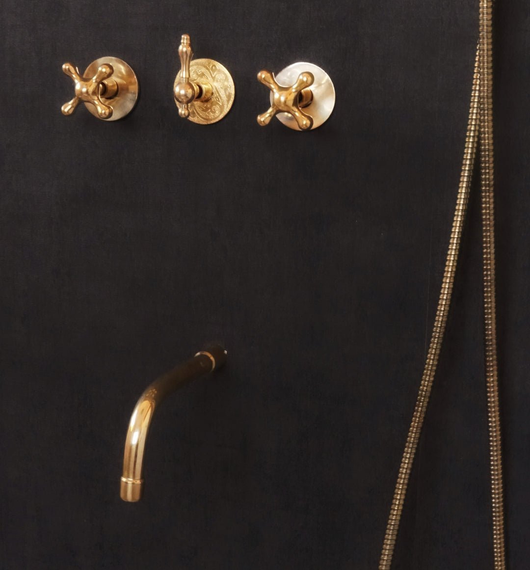 Solid Brass Rainfall Shower, Unlacquered Brass Shower Set - BRASSDORIA