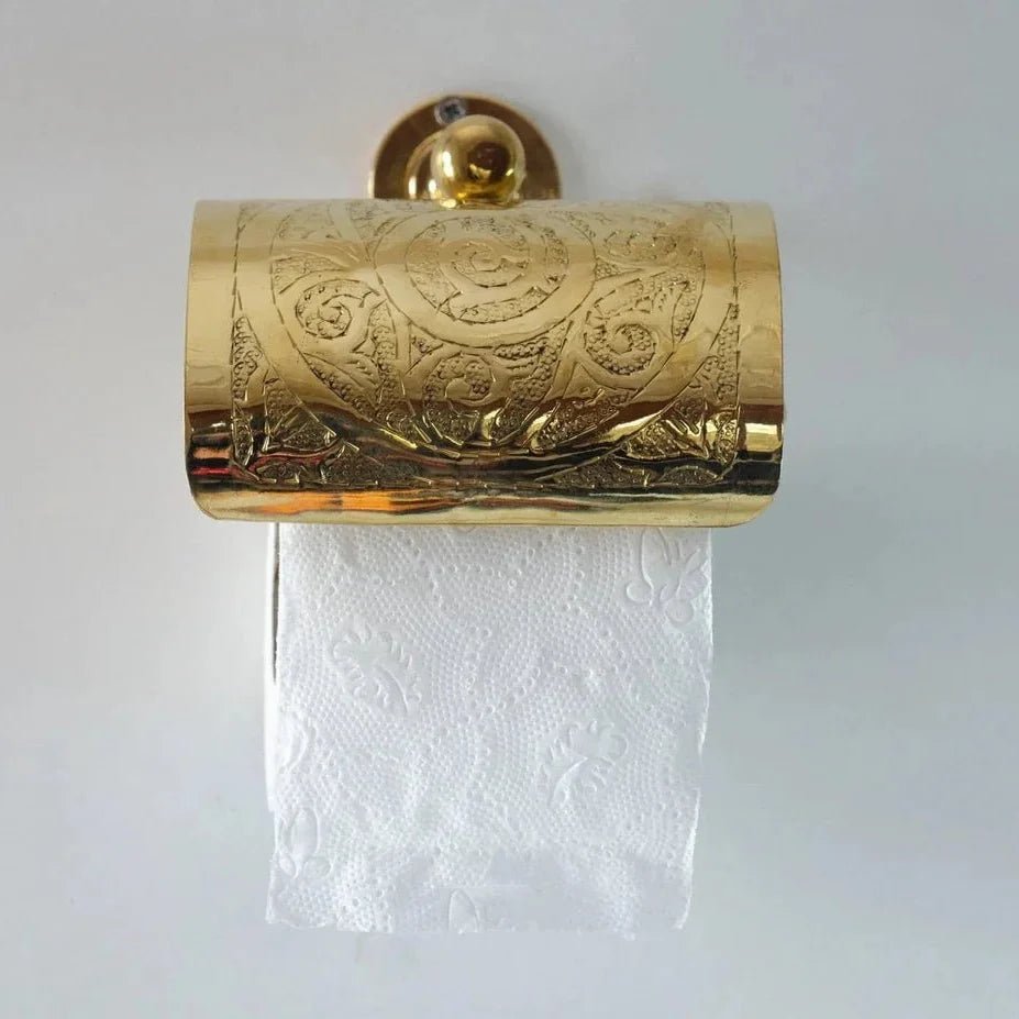 Solid Brass Toilet Paper Holder, Handcrafted Powder Room Roll Holder - BRASSDORIA