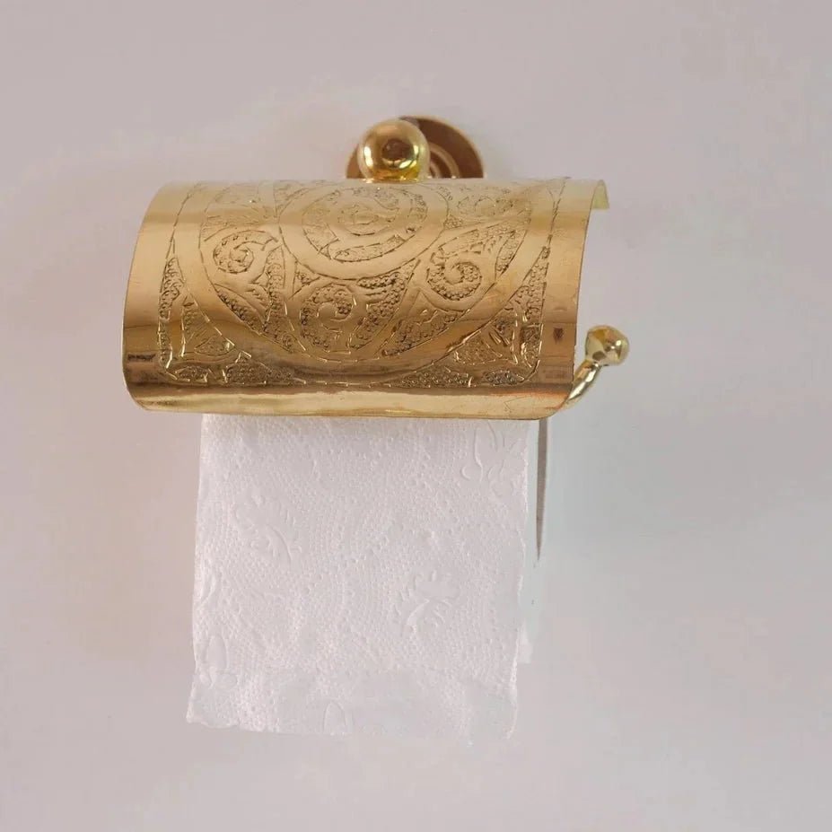 Solid Brass Toilet Paper Holder, Handcrafted Powder Room Roll Holder - BRASSDORIA