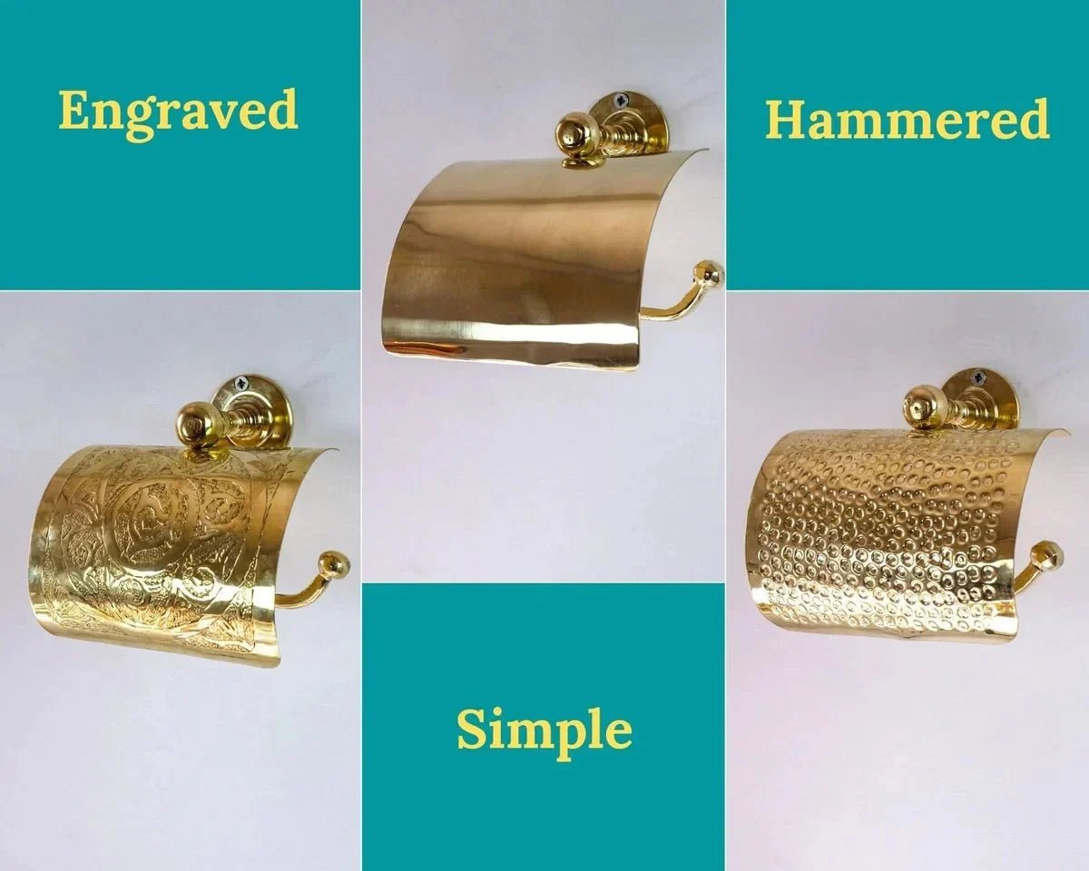 Solid Brass Toilet Paper Holder, Handcrafted Powder Room Roll Holder - BRASSDORIA