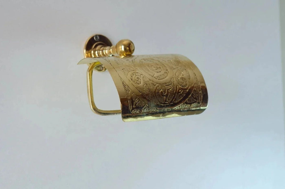 Solid Brass Toilet Paper Holder, Handcrafted Powder Room Roll Holder - BRASSDORIA