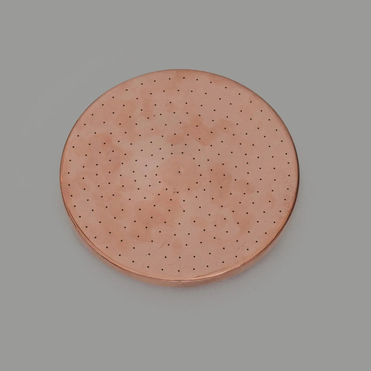 Solid Copper Rain Shower Head, Flat Round Vintage Showerhead, Works Outdoor - BRASSDORIA