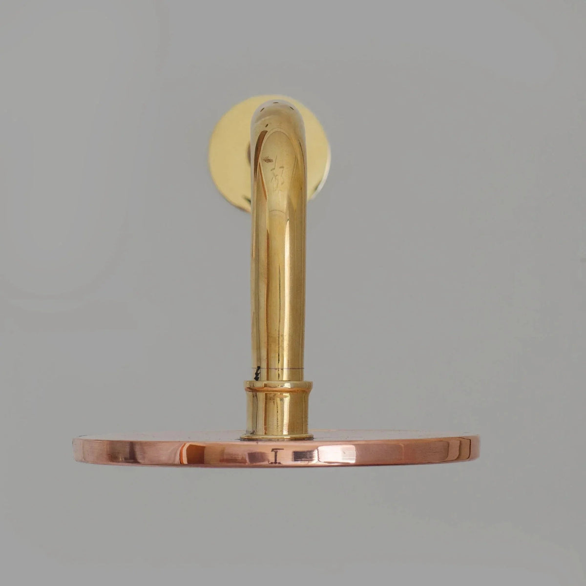 Solid Copper Rain Shower Head, Flat Round Vintage Showerhead, Works Outdoor - BRASSDORIA
