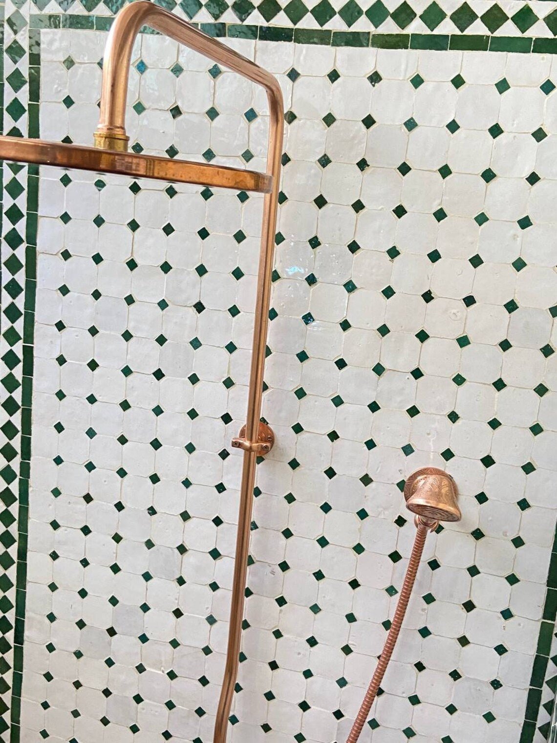 Solid Copper Shower System | Wall Mounted Exposed Rainfall Shower - BRASSDORIA