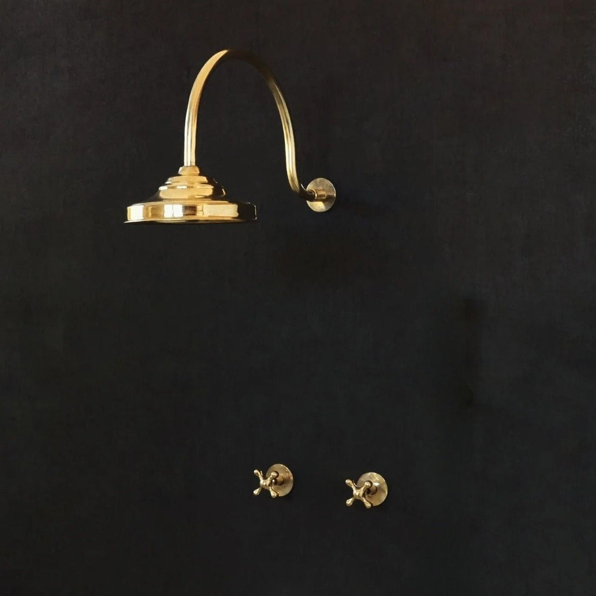Solid Unalcquered Brass Concealed Shower – Rainfall Curved Head Shower - BRASSDORIA