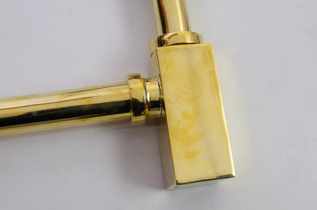 Solid Unlacquered Brass P-trap and Sink Stopper, Push Up Button, Pop Up Drain, Brass Water Trap - BRASSDORIA