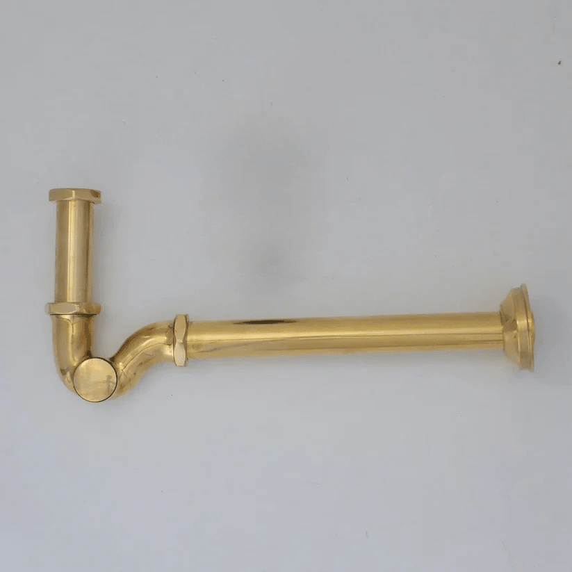 Solid Unlacquered Brass S-trap and Sink Stopper, Push Up Button, Pop Up Drain, Brass Water Trap - BRASSDORIA