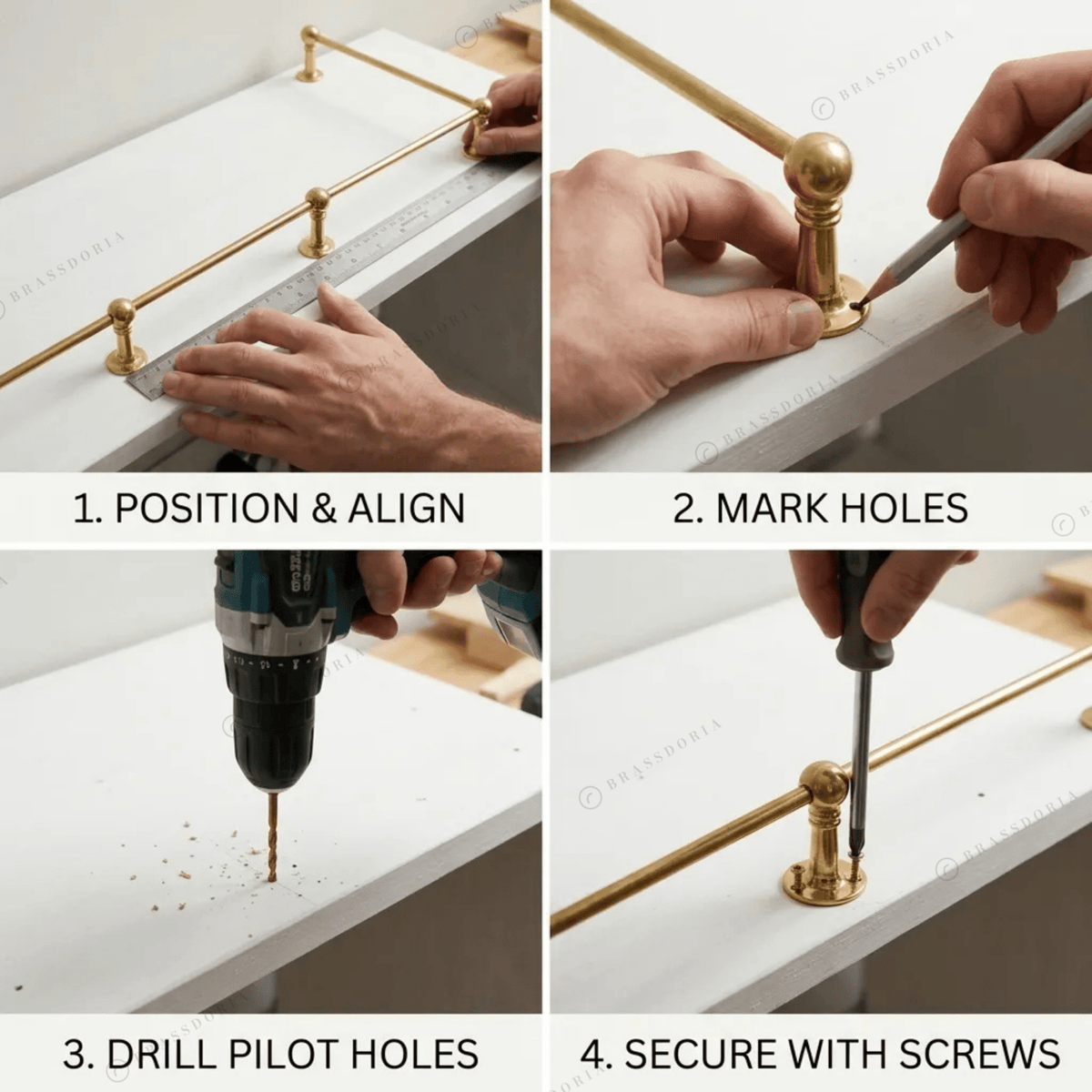Solid Unlacquered Brass Shelf Rail – Classic Kitchen Gallery Railing - BRASSDORIA