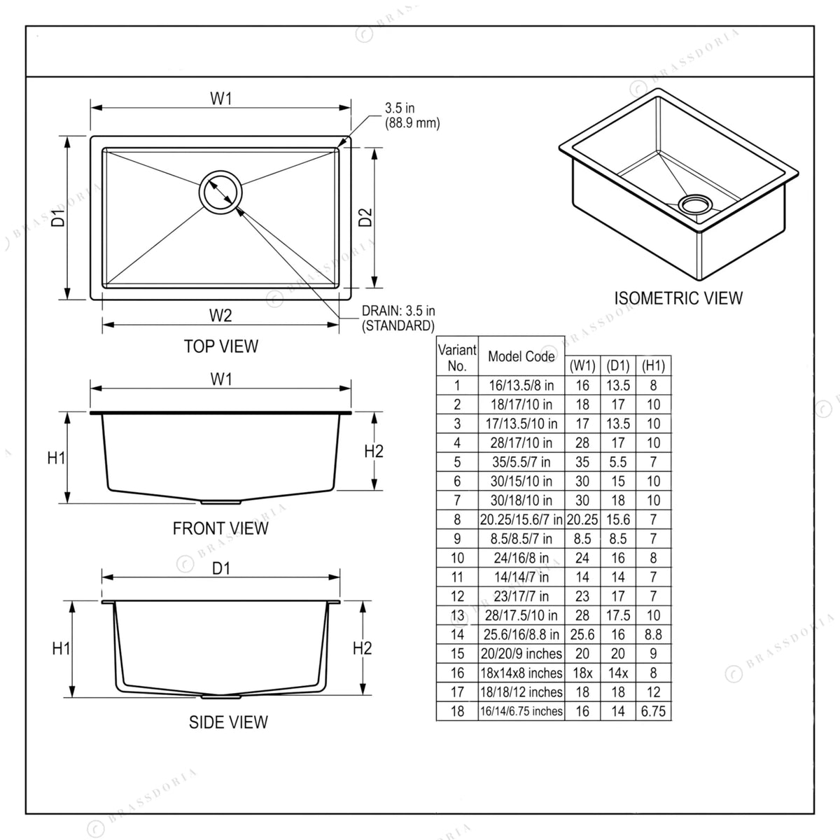 Solid Unlacquered Brass Undermount Sink – Kitchen Bar & Island Basin - BRASSDORIA