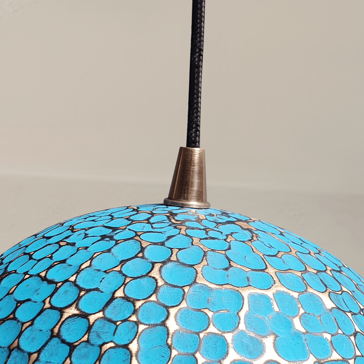 Turquoise Patina Brass Pendant – Dome Ceiling Light for Rustic Interiors - BRASSDORIA