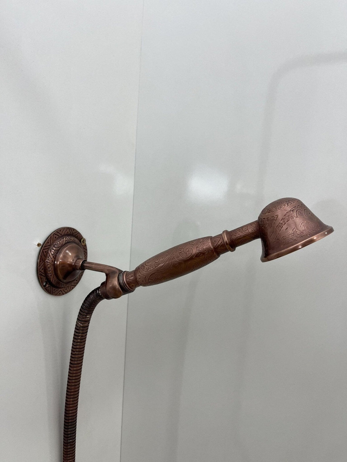 Unlacquered Aged Copper Shower System with Handheld - Aged Copper Exposed Shower - BRASSDORIA