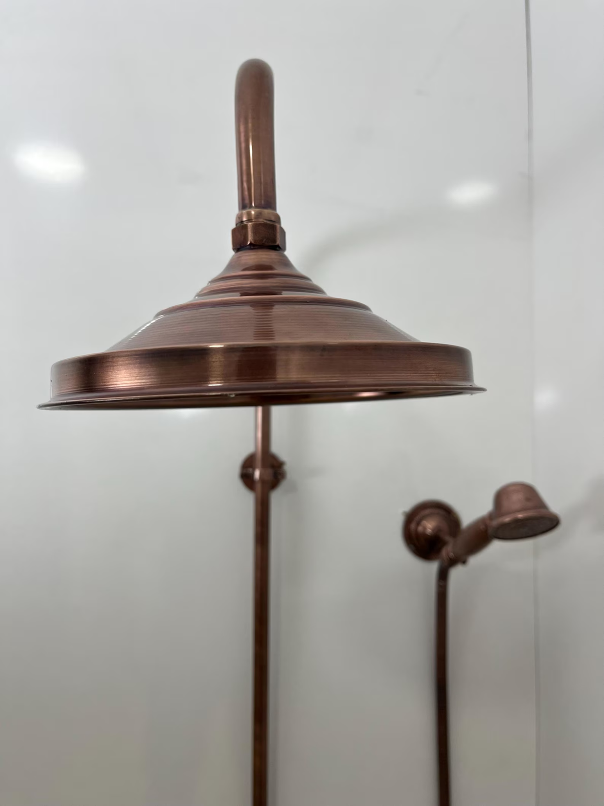 Unlacquered Aged Copper Shower System with Handheld - Aged Copper Exposed Shower - BRASSDORIA