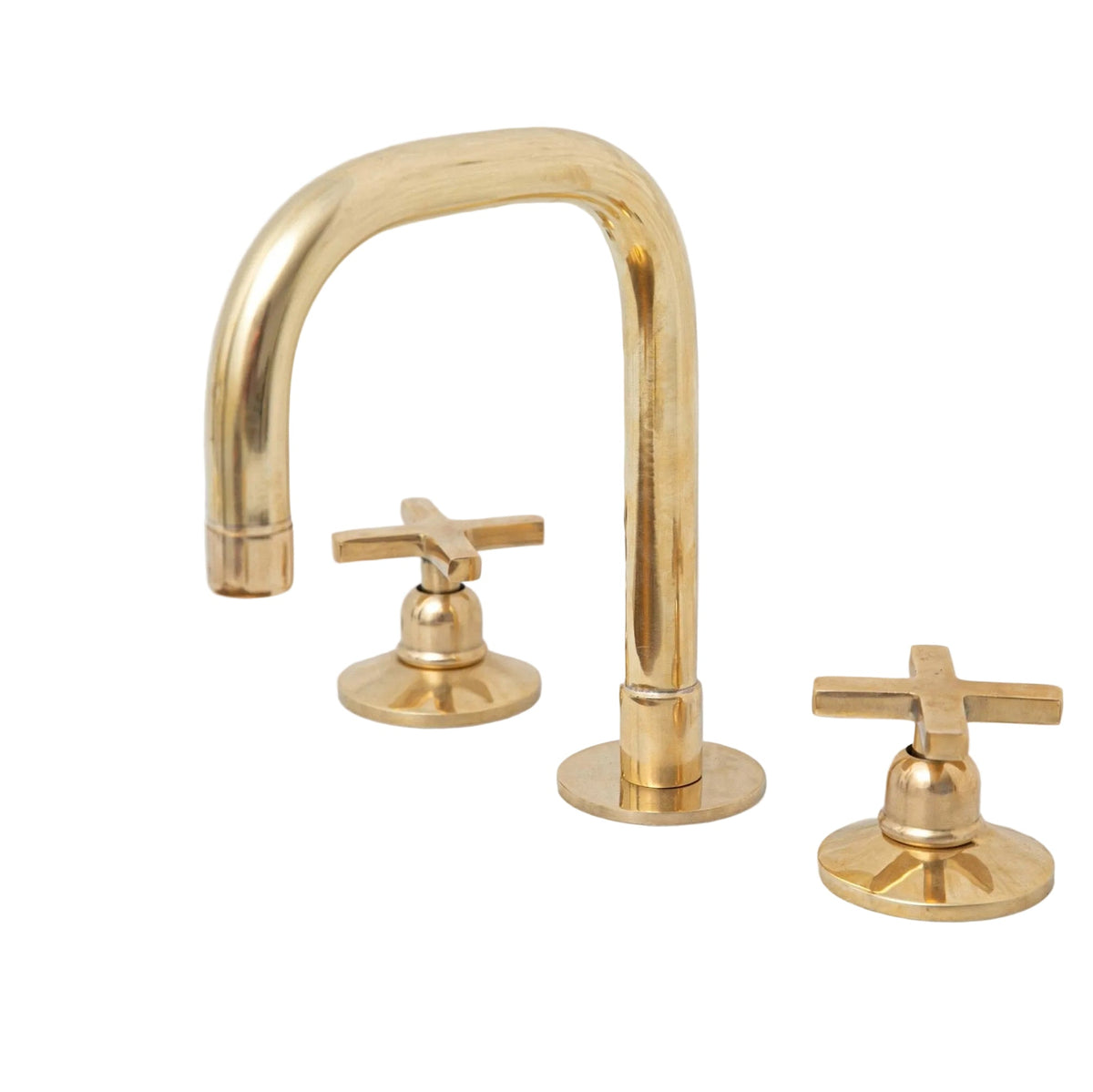 Unlacquered Brass 3 Holes Widespread Faucet - Deck Mount Brass Bathroom Tap - BRASSDORIA