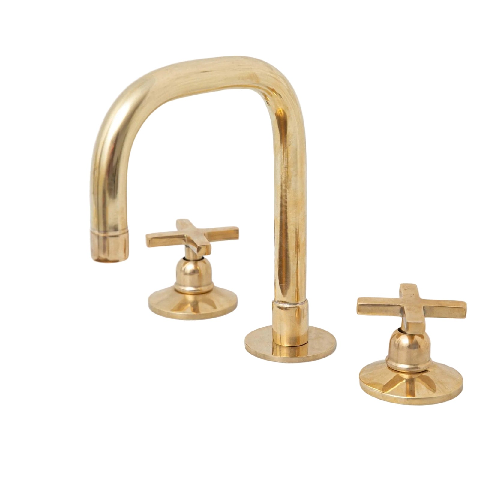 Unlacquered Brass 3 Holes Widespread Faucet - Deck Mount Brass Bathroom Tap - BRASSDORIA