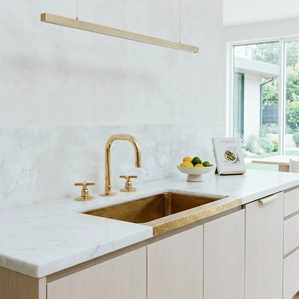 Unlacquered Brass 3 Holes Widespread Faucet - Deck Mount Brass Bathroom Tap - BRASSDORIA