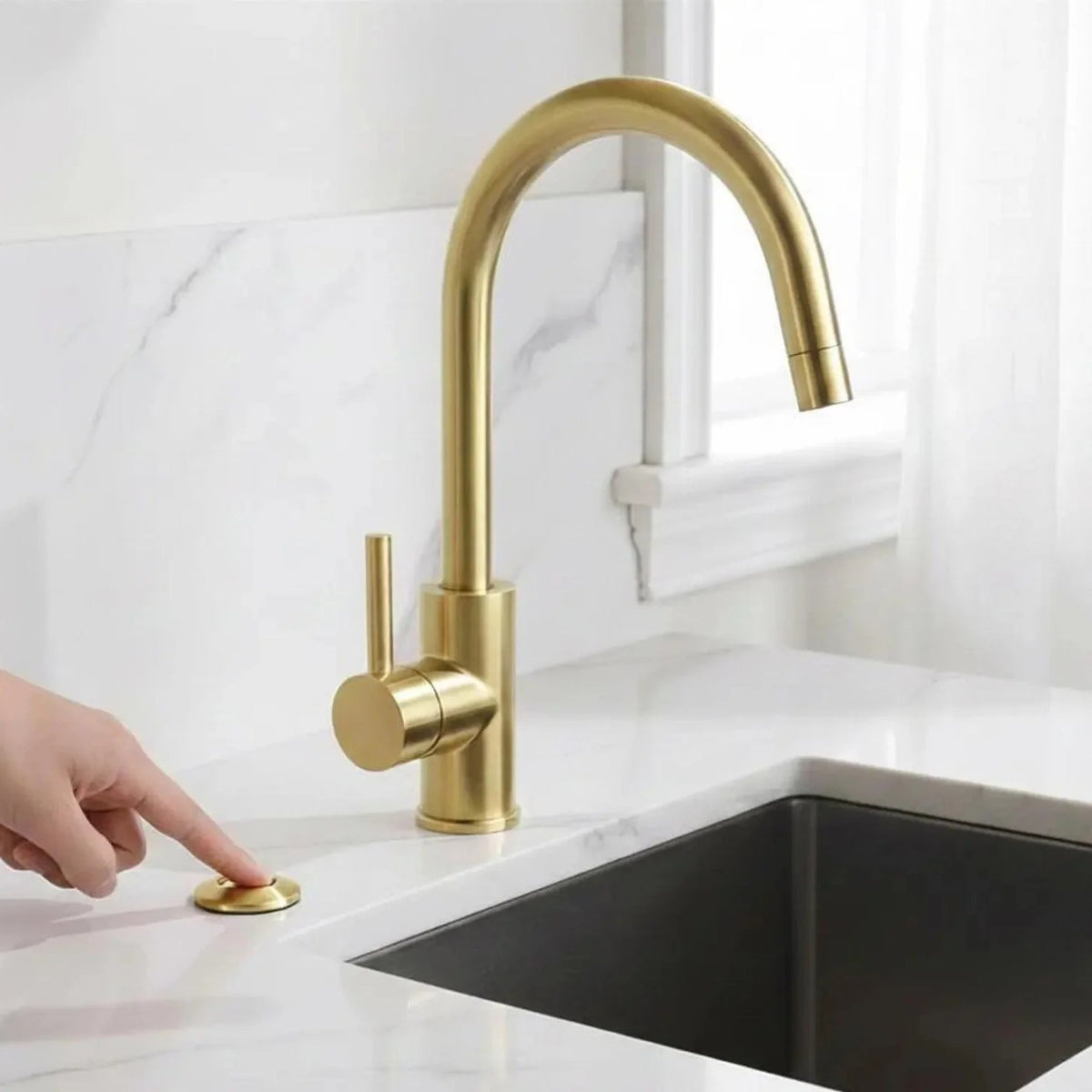 Unlacquered Brass Air Switch Kit for Garbage Disposal - BRASSDORIA