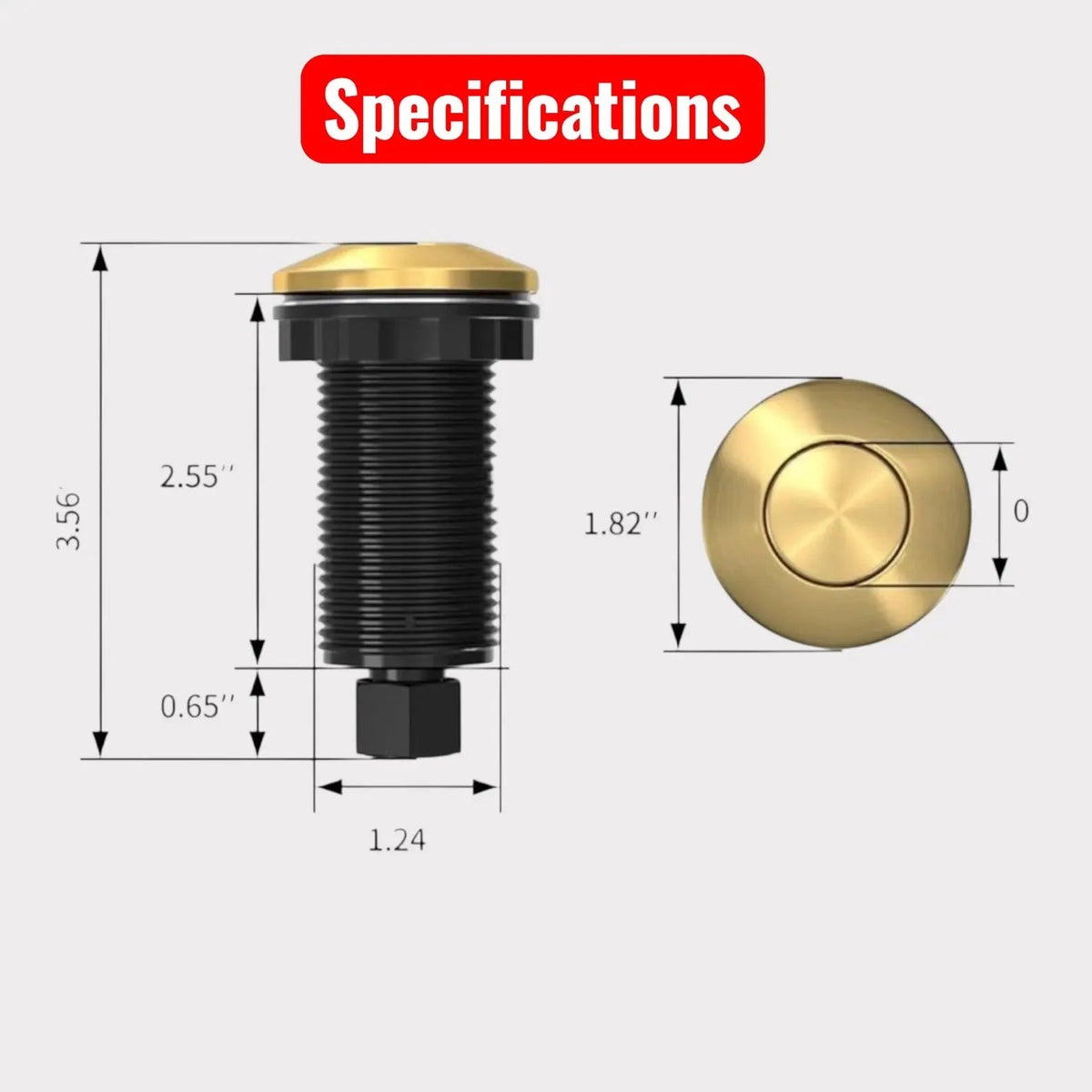 Unlacquered Brass Air Switch Kit for Garbage Disposal - BRASSDORIA