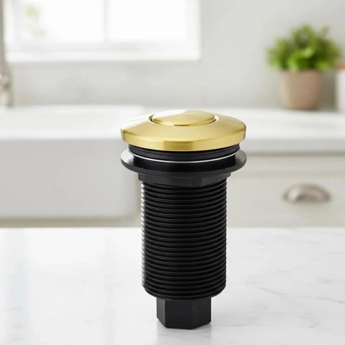 Unlacquered Brass Air Switch Kit for Garbage Disposal - BRASSDORIA