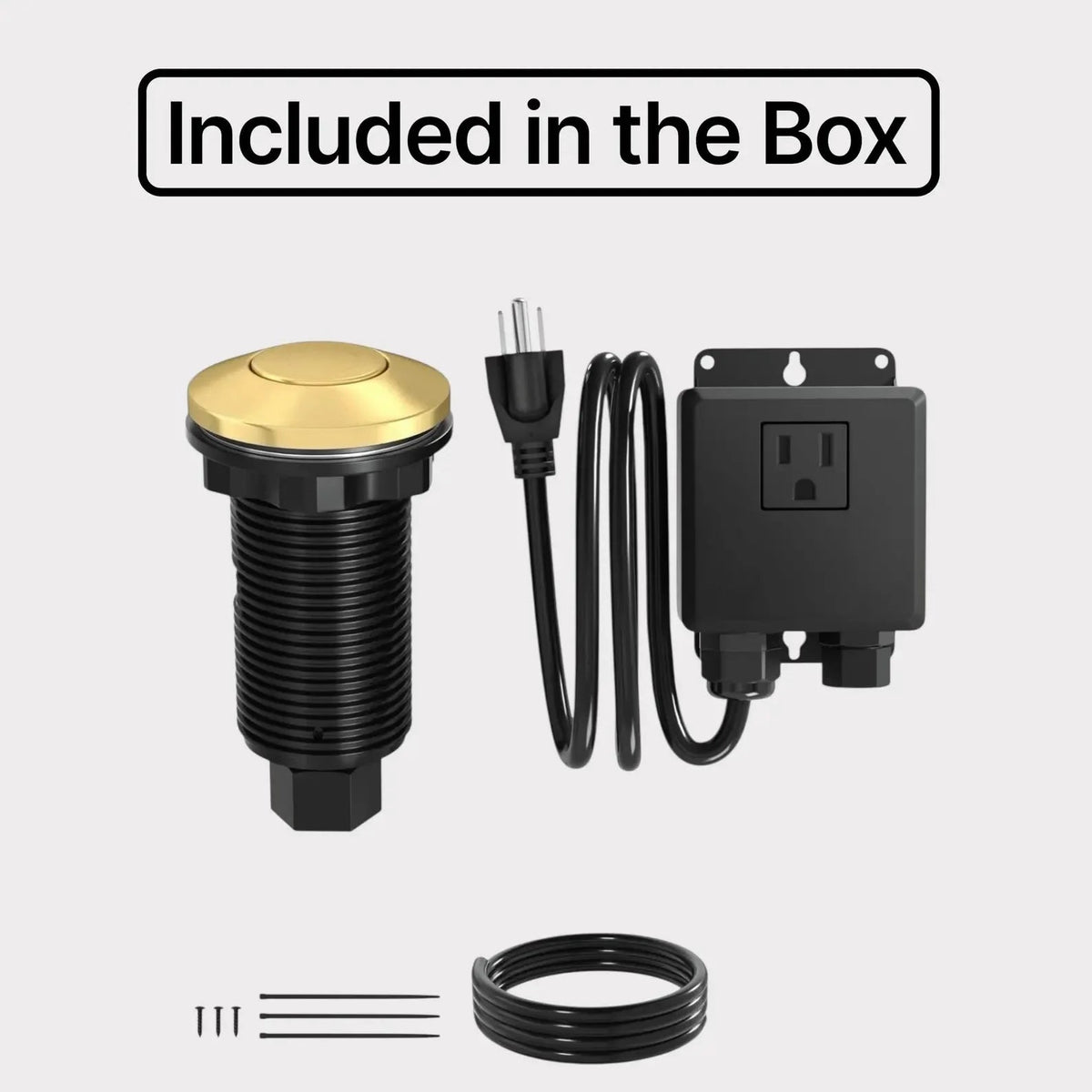 Unlacquered Brass Air Switch Kit for Garbage Disposal - BRASSDORIA