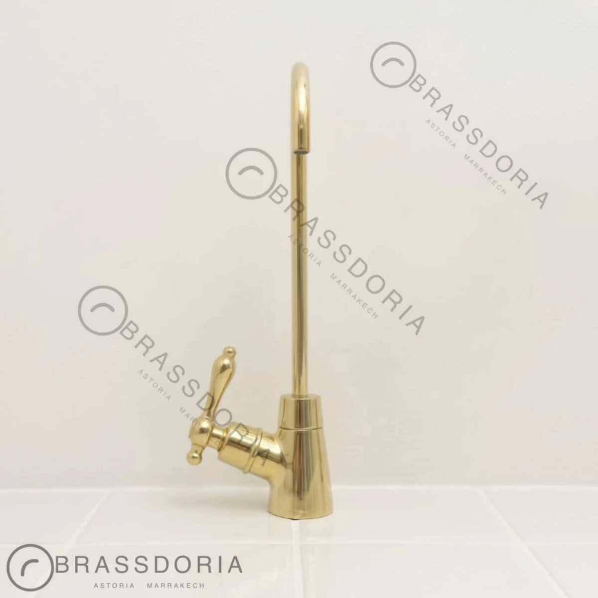 Unlacquered Brass Antique Kitchen Faucet – Lever Handles & Long Legs - BRASSDORIA
