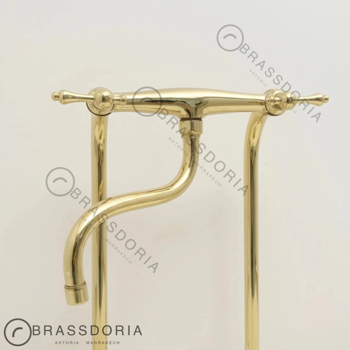 Unlacquered Brass Antique Kitchen Faucet – Lever Handles & Long Legs - BRASSDORIA