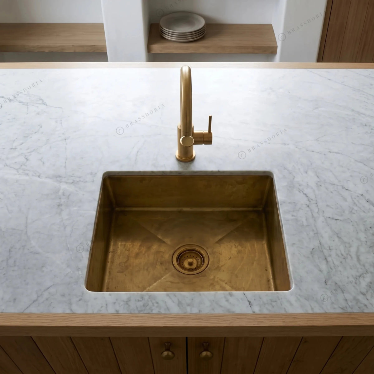 Unlacquered Brass Bar Sink – Rectangular Antique Finish Basin - BRASSDORIA