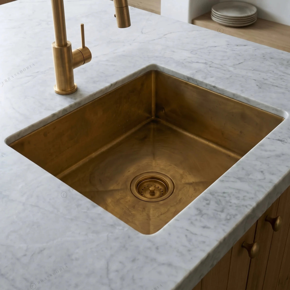 Unlacquered Brass Bar Sink – Rectangular Antique Finish Basin - BRASSDORIA