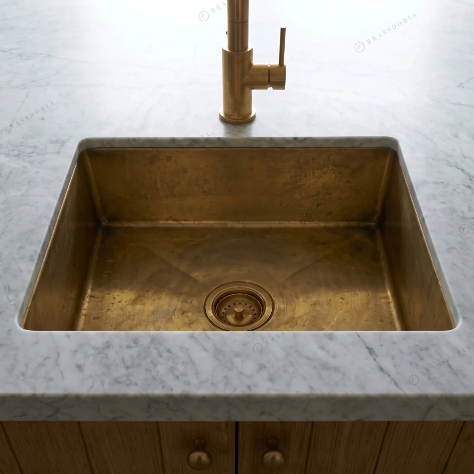 Unlacquered Brass Bar Sink – Rectangular Antique Finish Basin - BRASSDORIA
