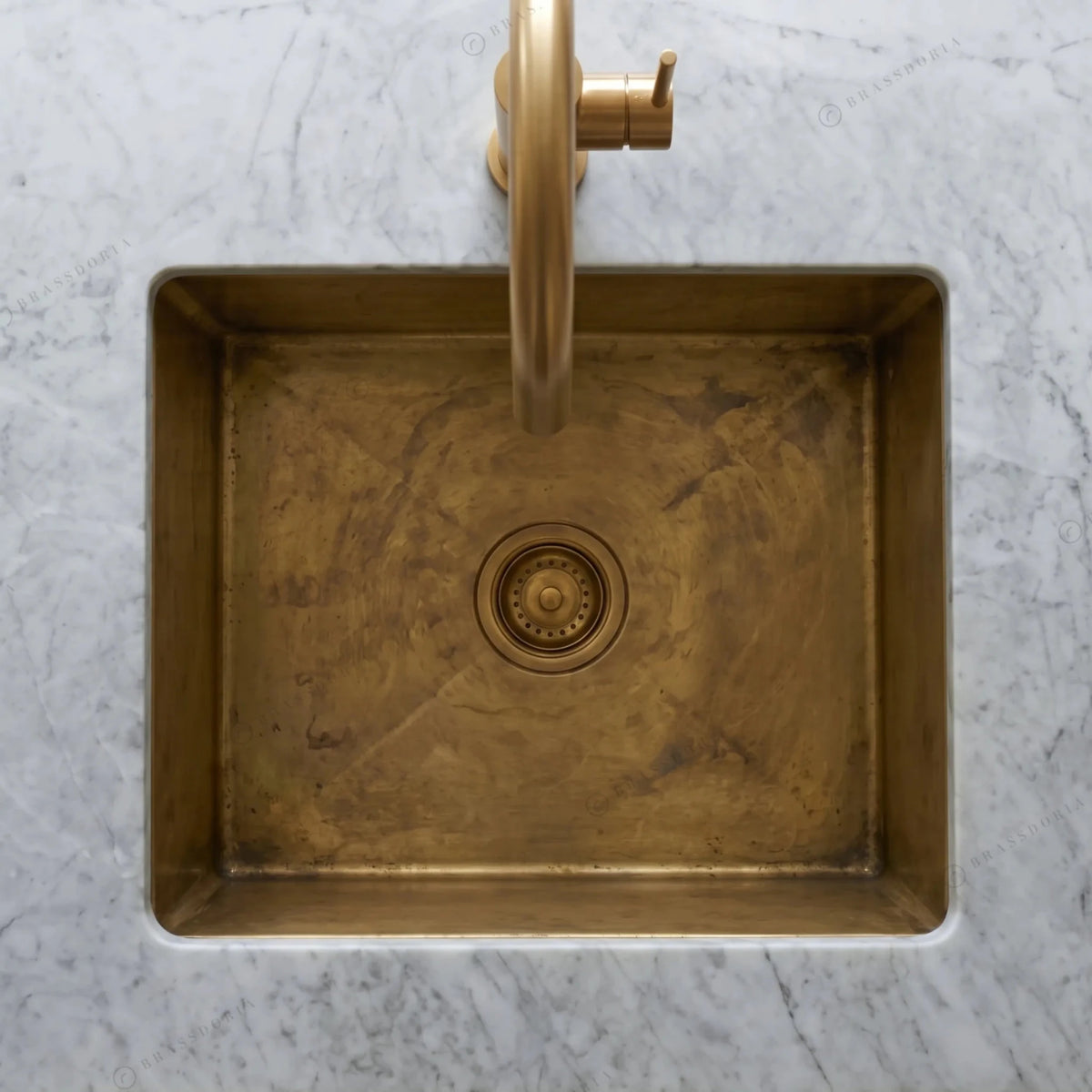 Unlacquered Brass Bar Sink – Rectangular Antique Finish Basin - BRASSDORIA
