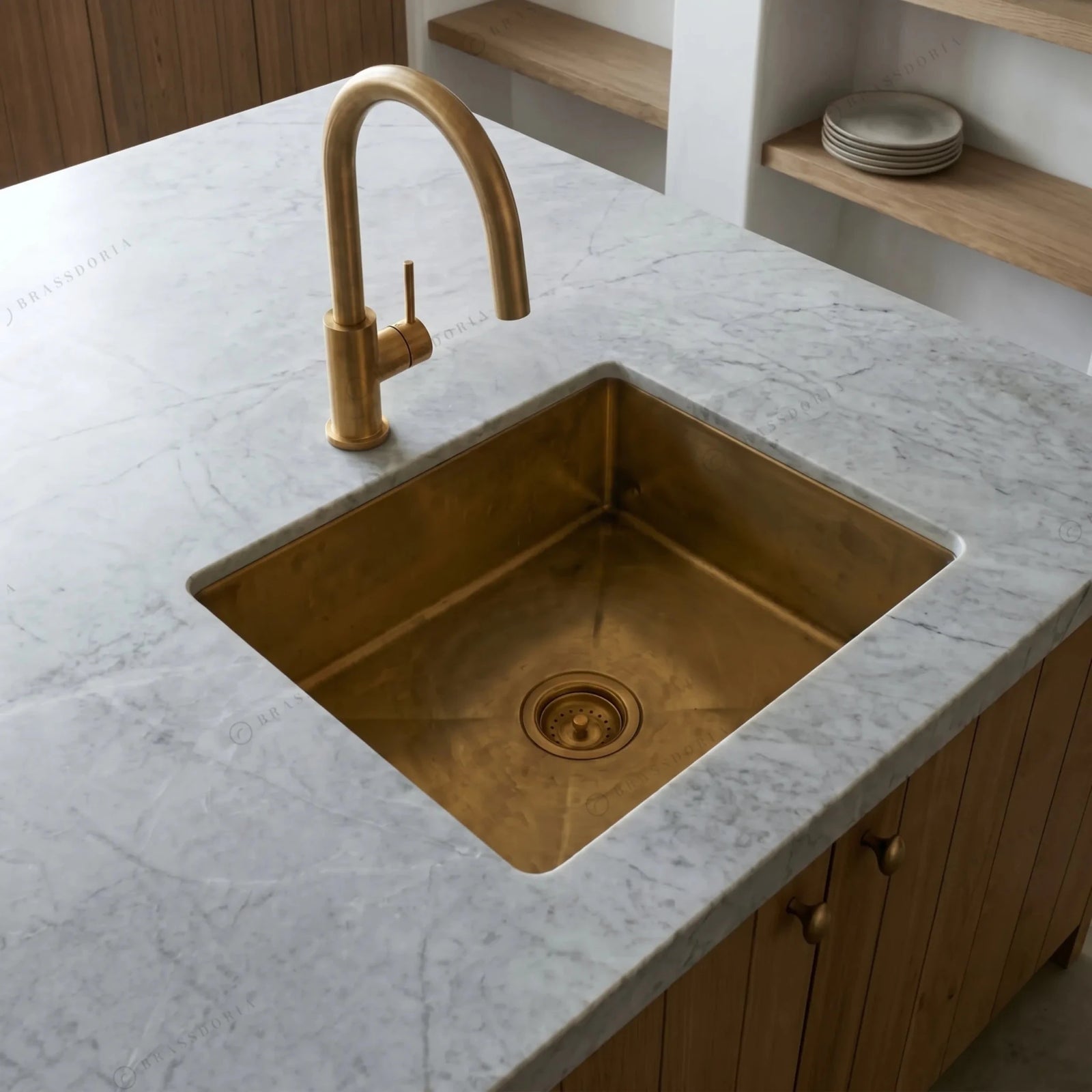 Unlacquered Brass Bar Sink – Rectangular Antique Finish Basin - BRASSDORIA