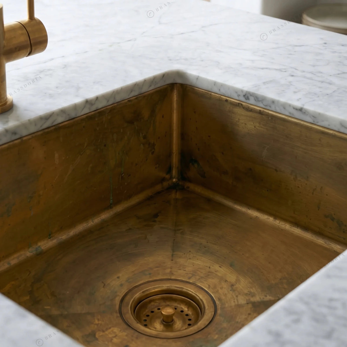Unlacquered Brass Bar Sink – Rectangular Antique Finish Basin - BRASSDORIA