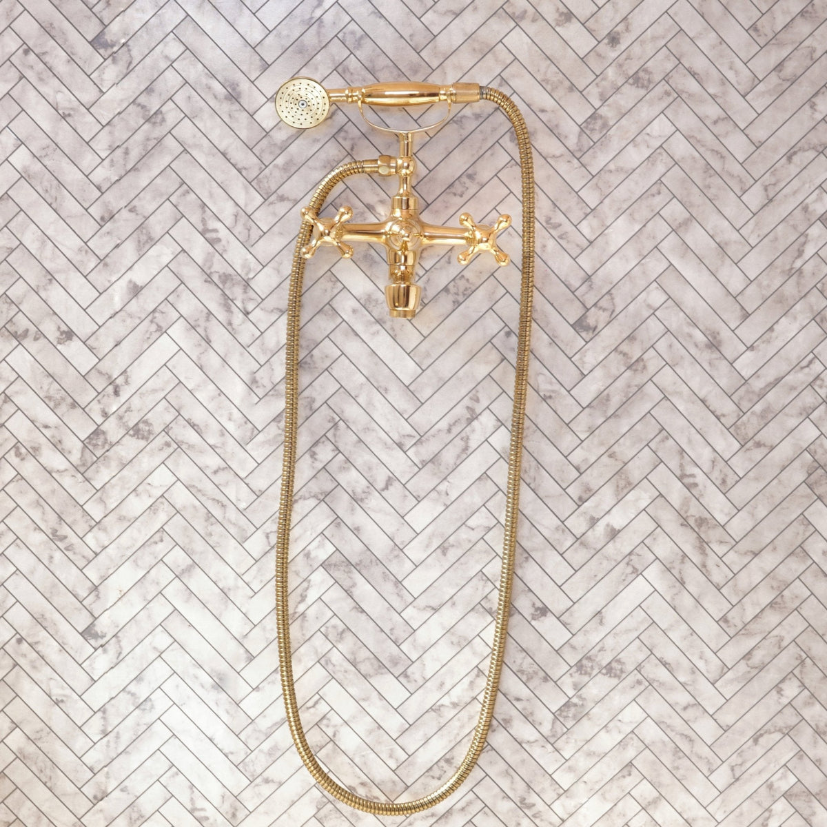 Unlacquered Brass Bath Tub Filler, Brass Wall mounted Tub Filler - BRASSDORIA