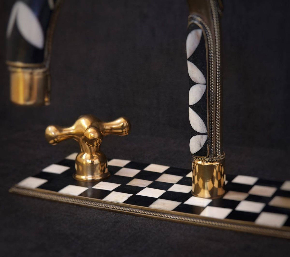 Unlacquered Brass Bathroom 3 Holes Faucet, Resin Vanity Faucet - BRASSDORIA