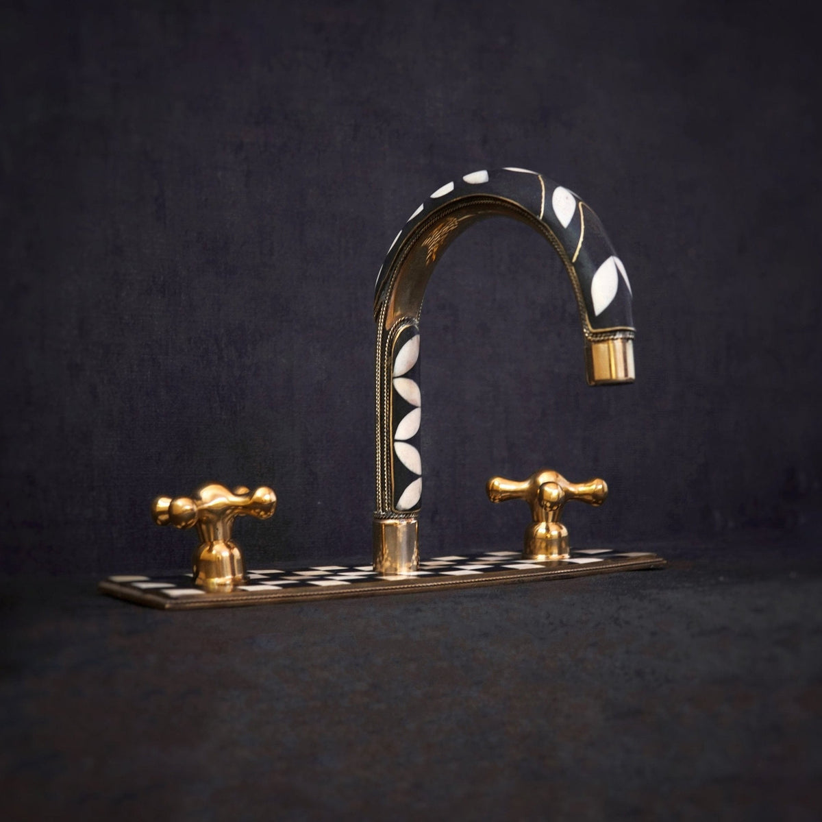 Unlacquered Brass Bathroom 3 Holes Faucet, Resin Vanity Faucet - BRASSDORIA