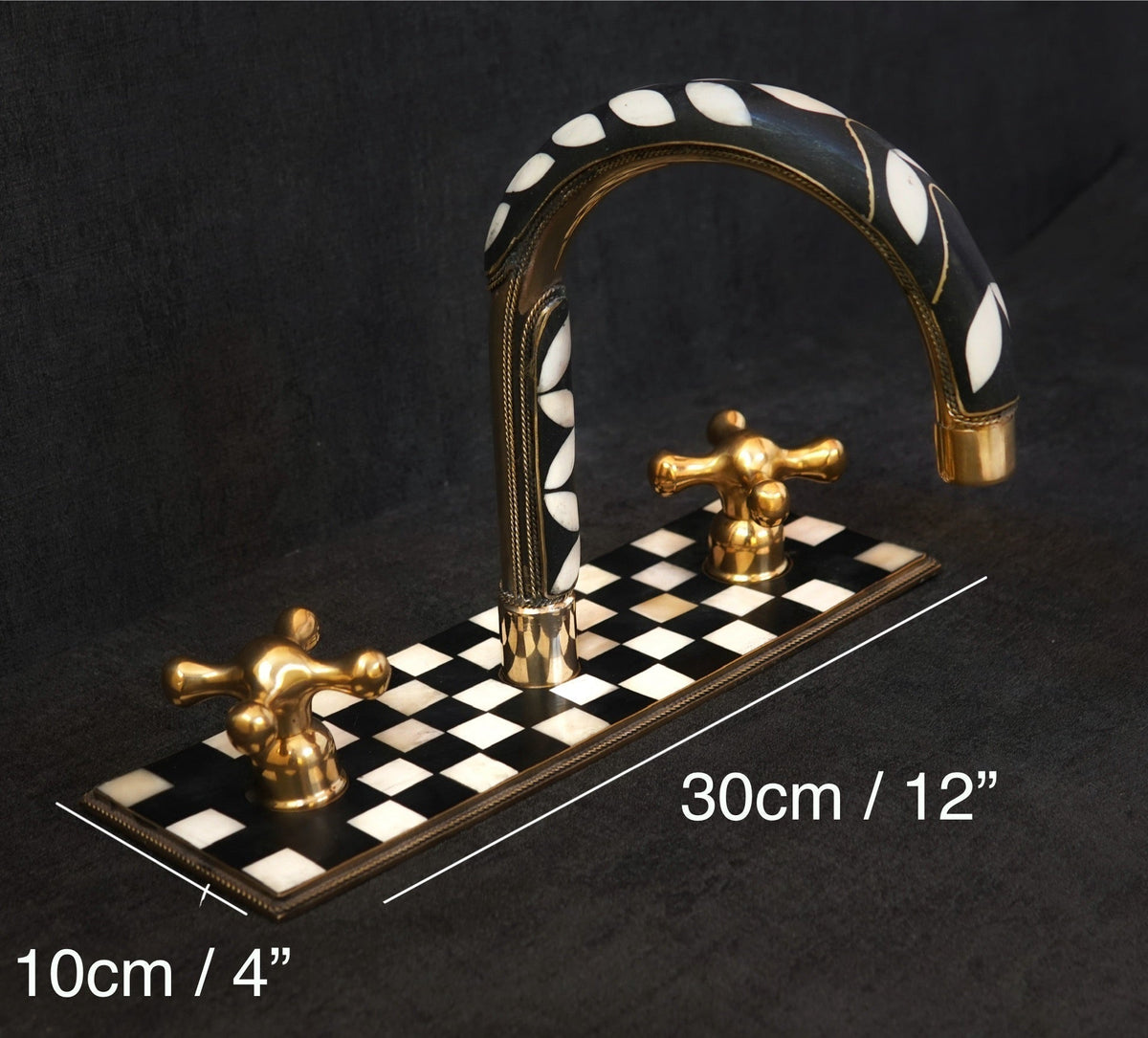 Unlacquered Brass Bathroom 3 Holes Faucet, Resin Vanity Faucet - BRASSDORIA