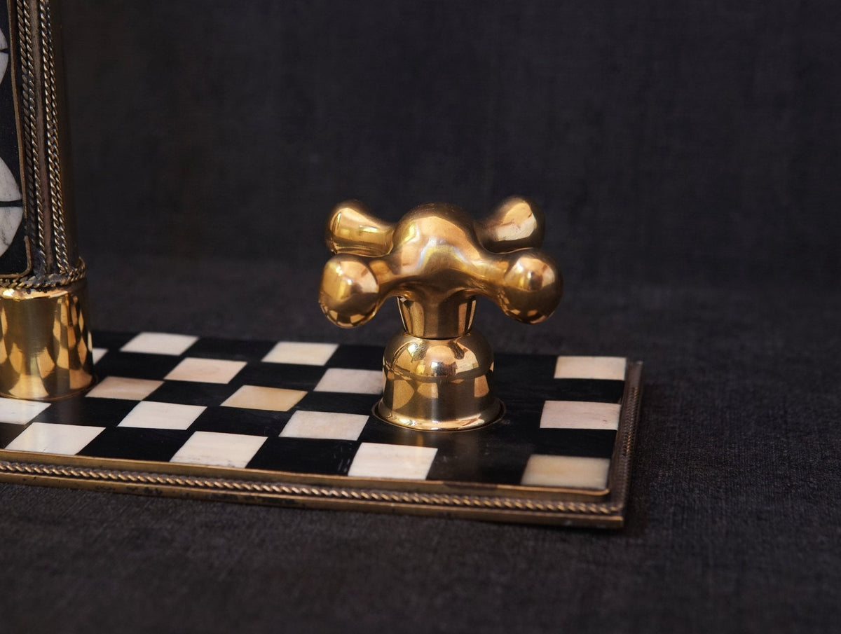 Unlacquered Brass Bathroom 3 Holes Faucet, Resin Vanity Faucet - BRASSDORIA