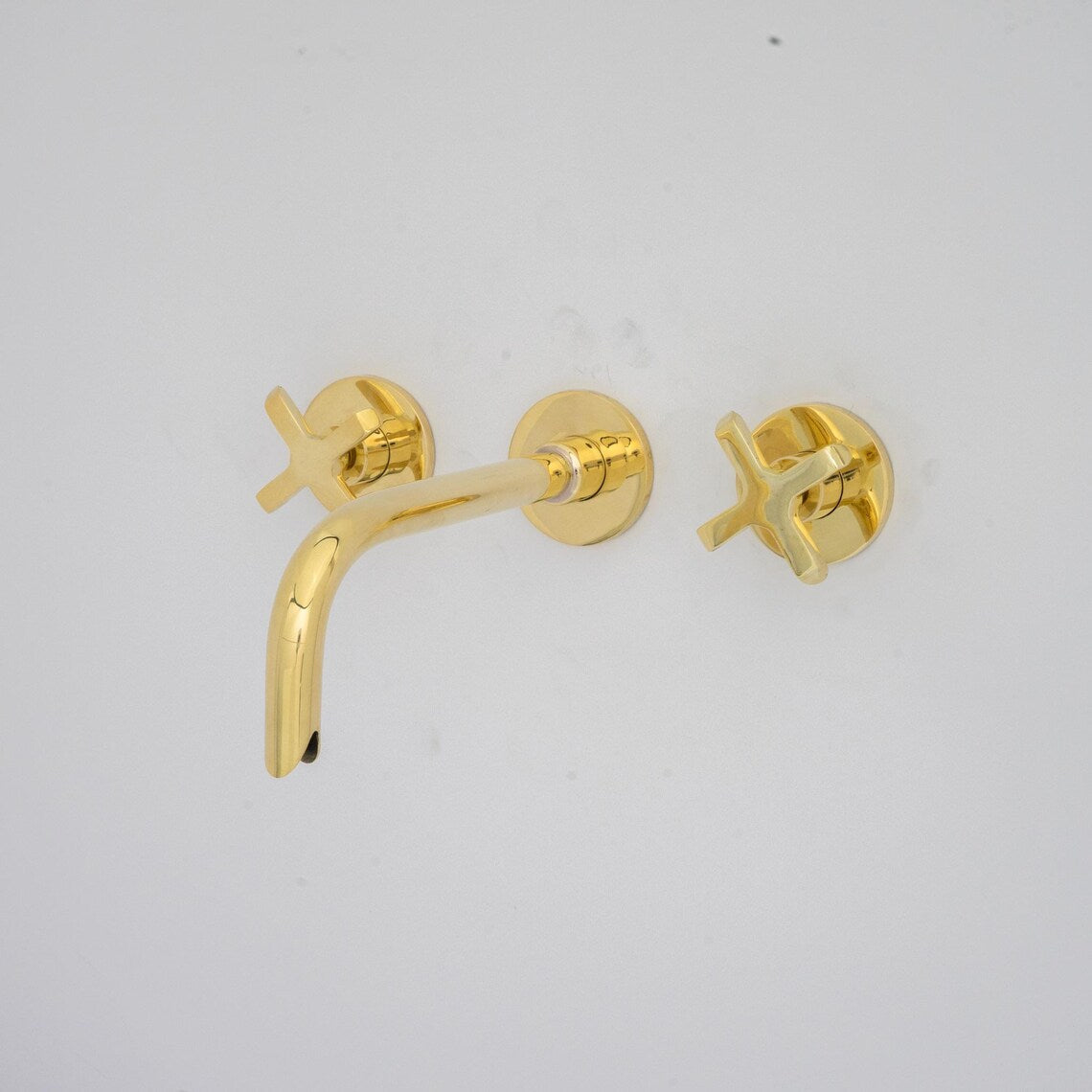 Unlacquered Brass Bathroom Faucet - Antique Brass Wall Mount Faucet - BRASSDORIA