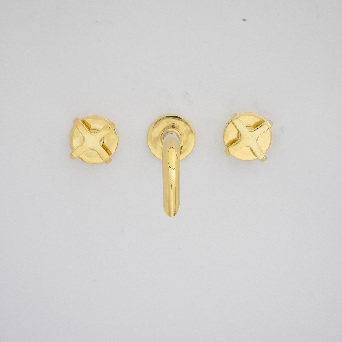 Unlacquered Brass Bathroom Faucet - Antique Brass Wall Mount Faucet - BRASSDORIA