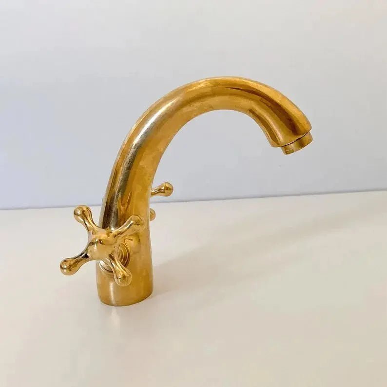 Unlacquered Brass Bathroom Vanity Faucet - BRASSDORIA