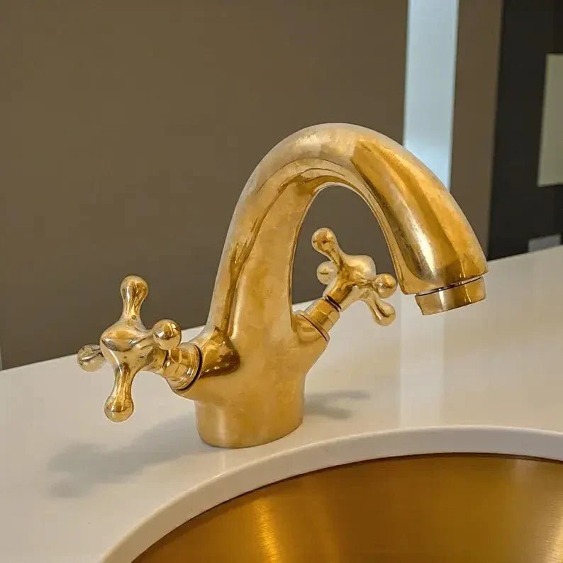 Unlacquered Brass Bathroom Vanity Faucet - BRASSDORIA