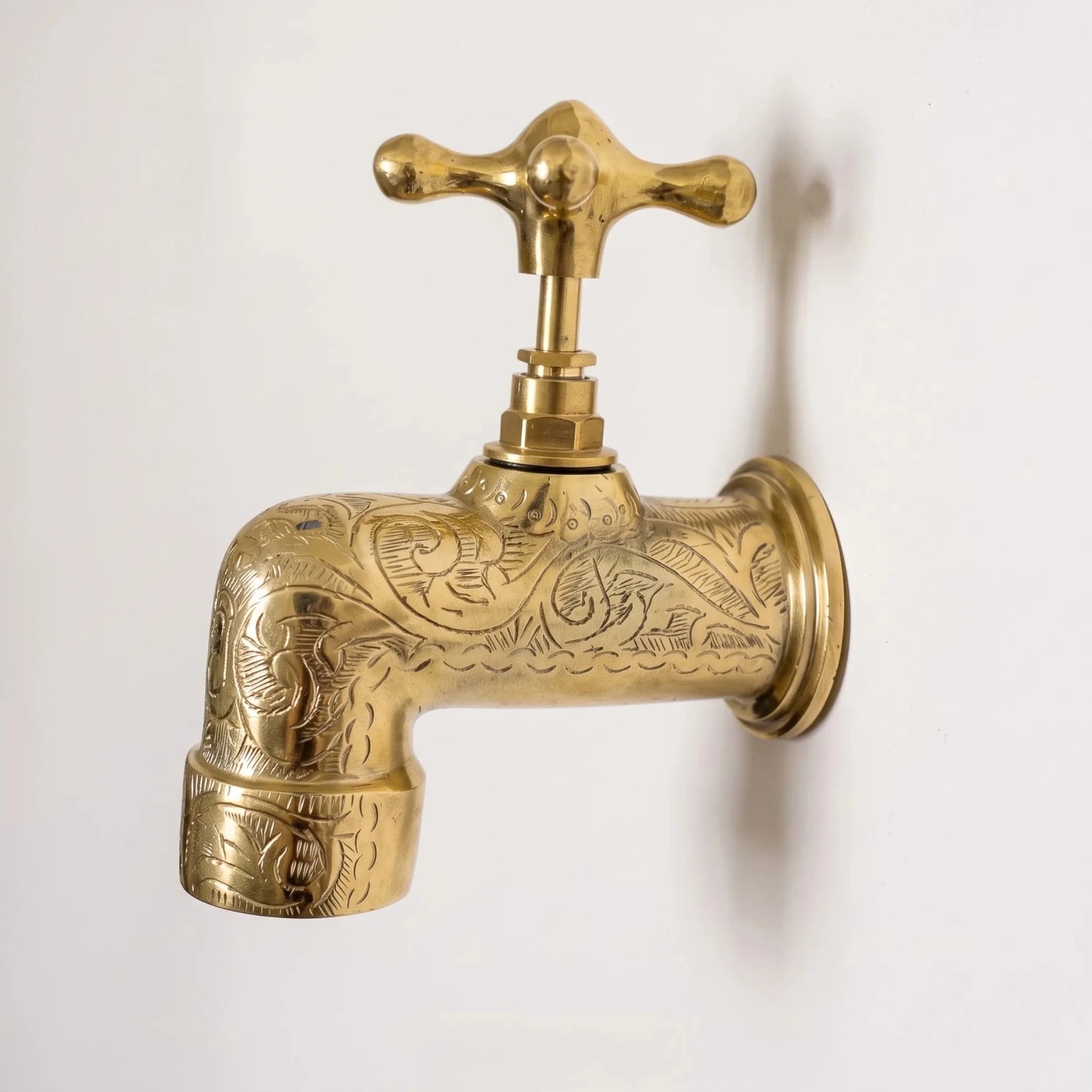 Unlacquered Brass Bathroom Vanity Tap – Wall Mount Garden Spigot - BRASSDORIA