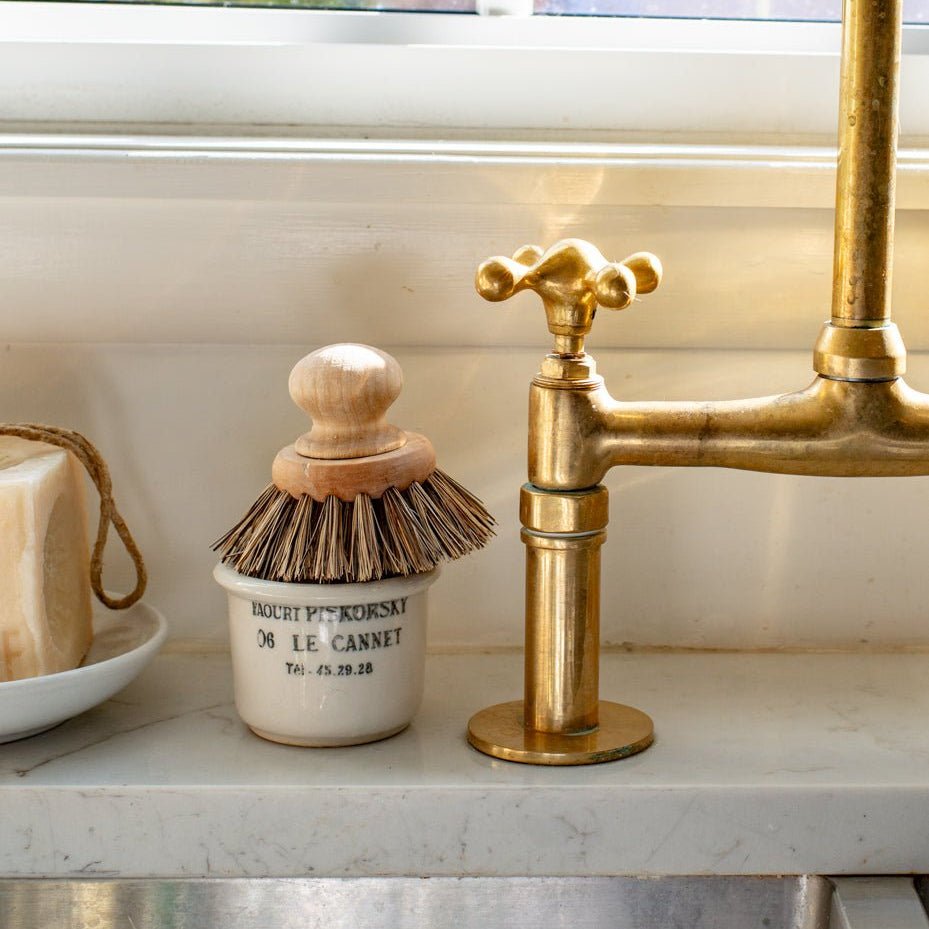 Unlacquered Brass Bridge Faucet, Antique Brass Kitchen Tap - BRASSDORIA