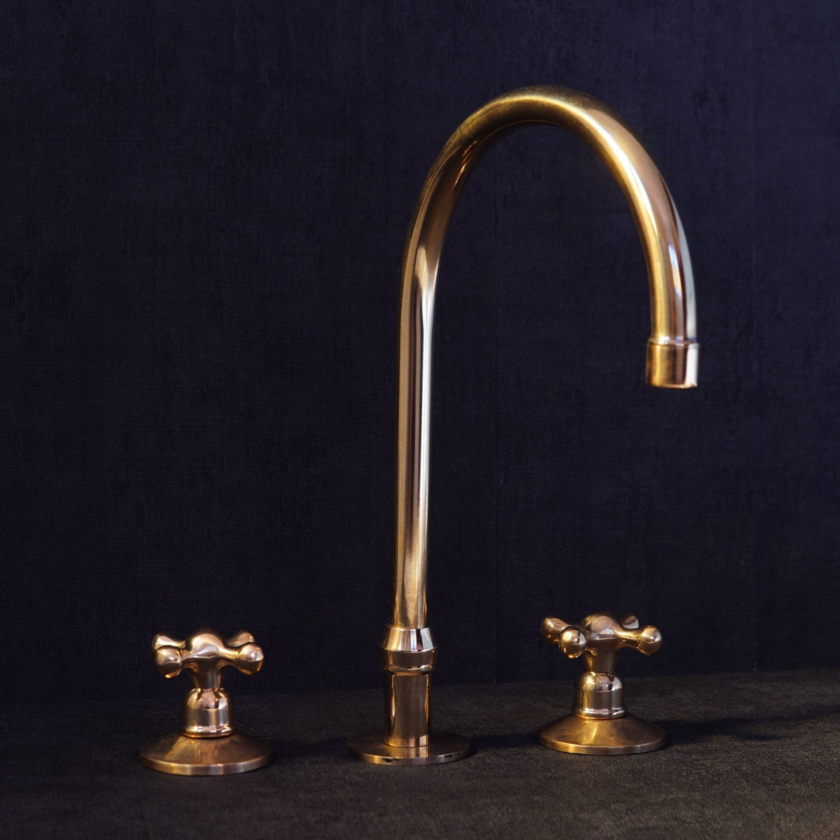 Unlacquered Brass Deck Mounted 3 Holes Faucet, Brass widespread Faucet for Bathroom and Kitchen - BRASSDORIA