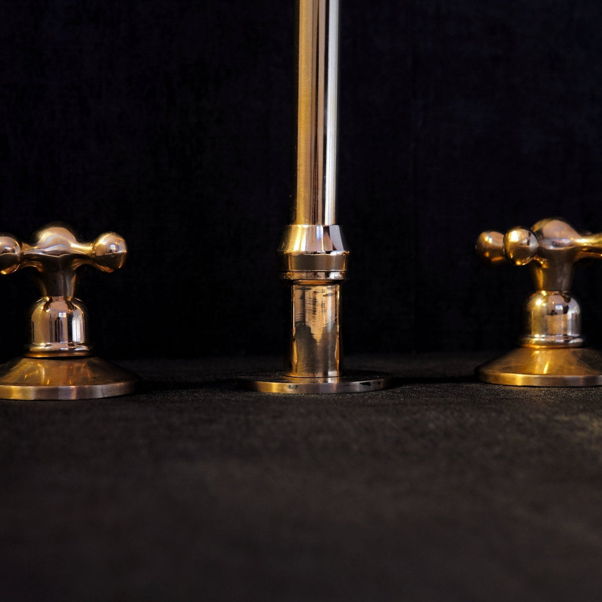 Unlacquered Brass Deck Mounted 3 Holes Faucet, Brass widespread Faucet for Bathroom and Kitchen - BRASSDORIA