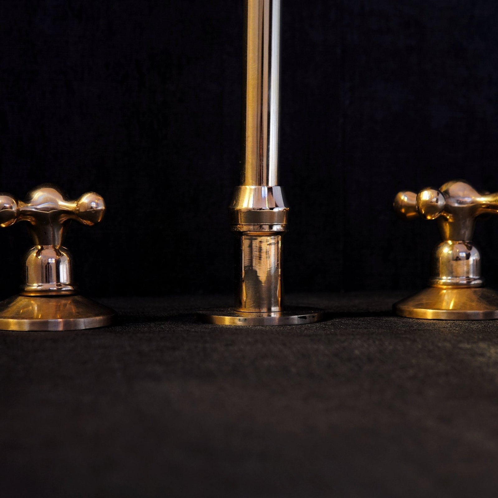 Unlacquered Brass Deck Mounted 3 Holes Faucet, Brass widespread Faucet for Bathroom and Kitchen - BRASSDORIA