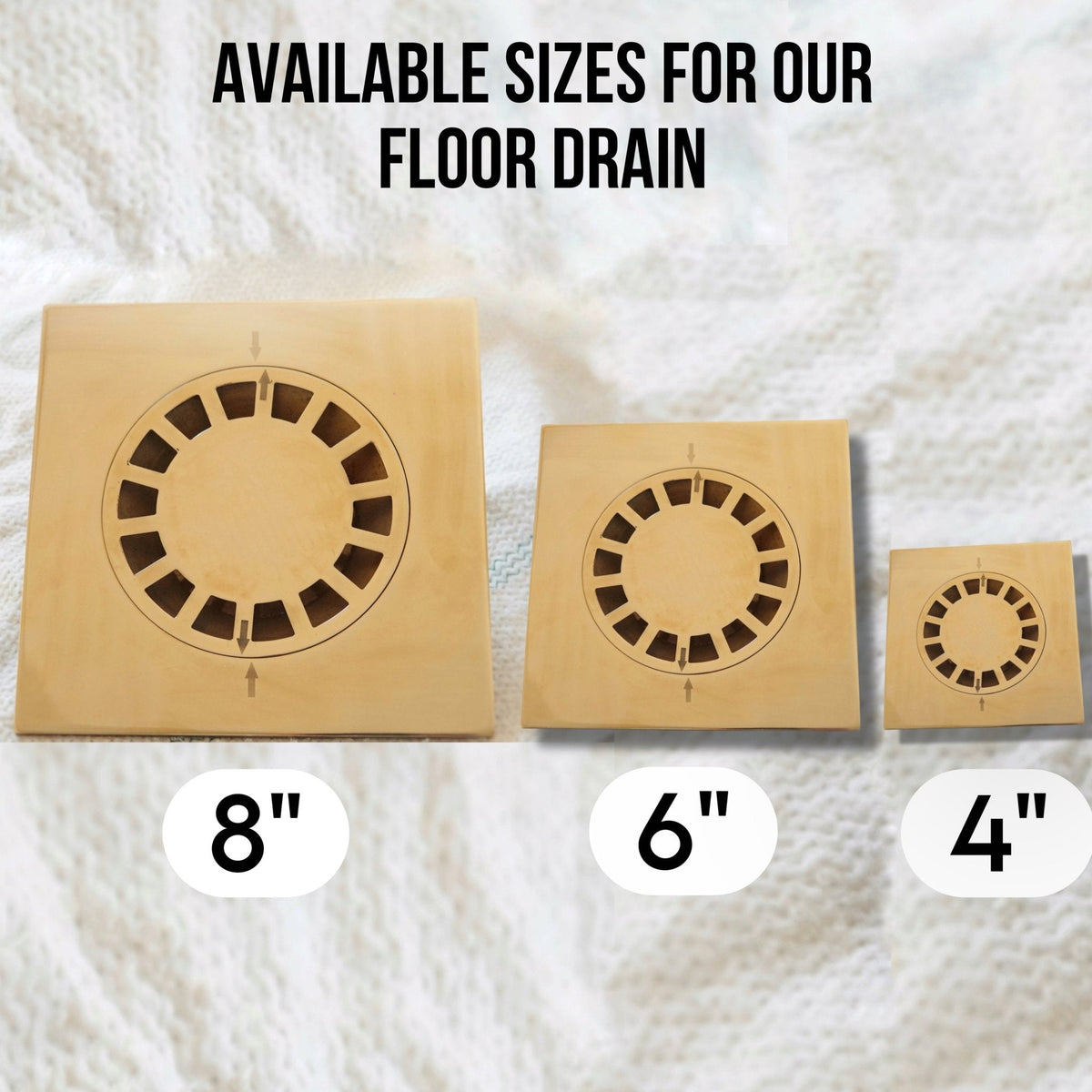 Unlacquered Brass Floor Drain, Solid Brass Square Floor Drain - BRASSDORIA