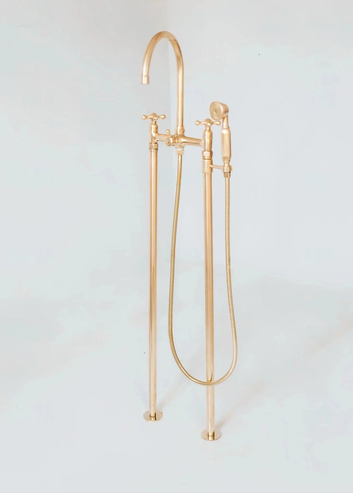 Unlacquered Brass Floor Mounted Bath Tub Filler - BRASSDORIA