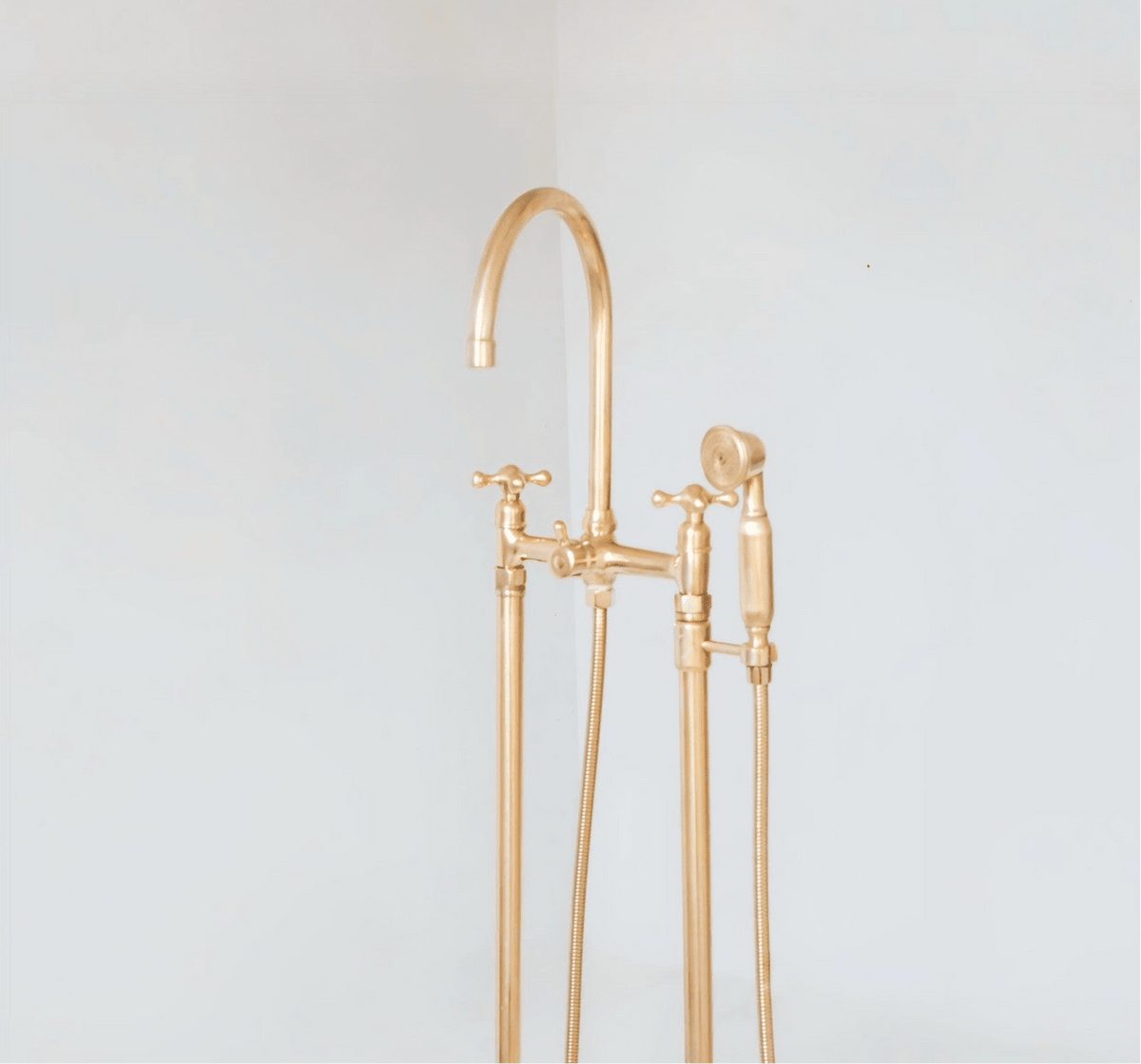 Unlacquered Brass Floor Mounted Bath Tub Filler - BRASSDORIA