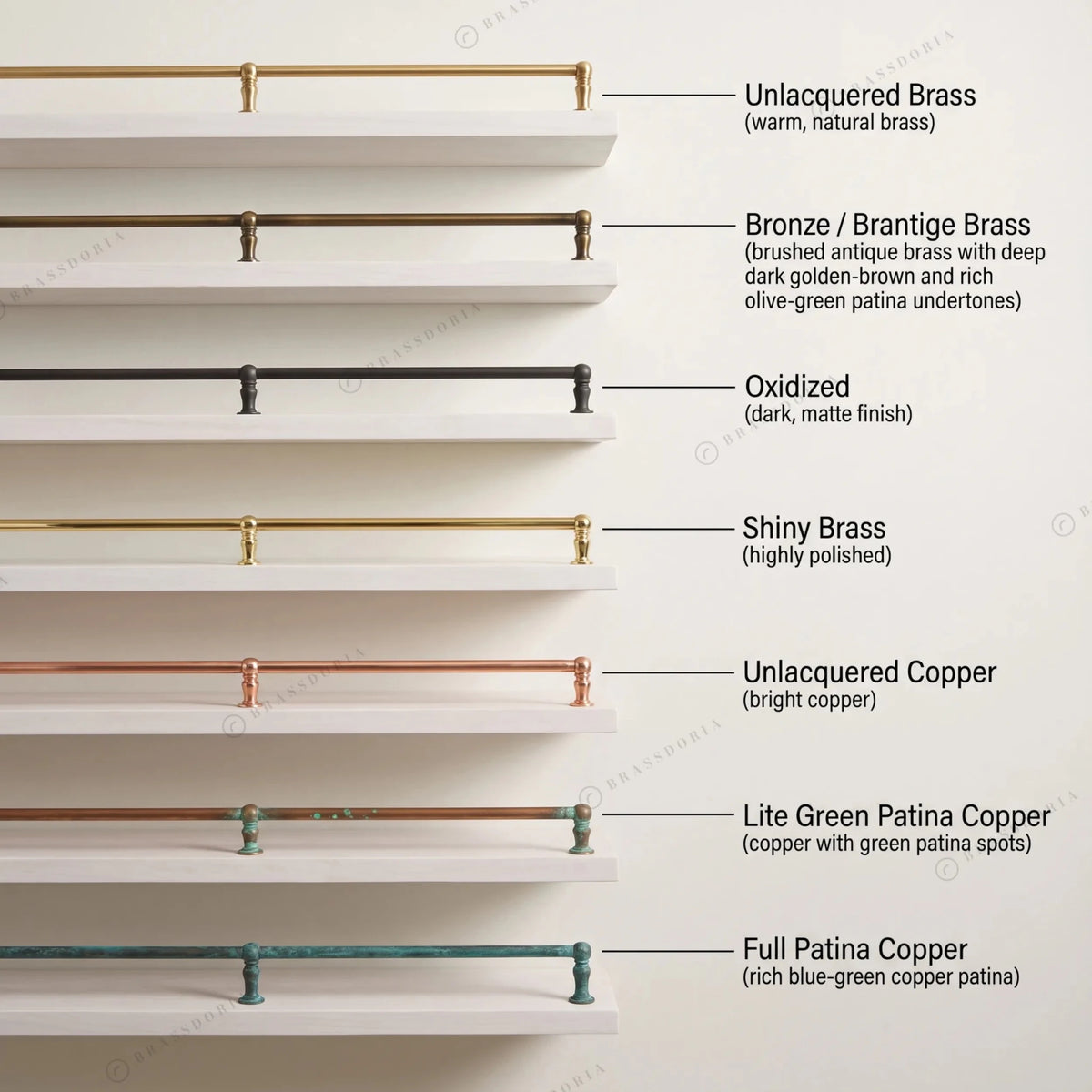 Unlacquered Brass Gallery Rail – Turned Finial Shelf Rail - BRASSDORIA