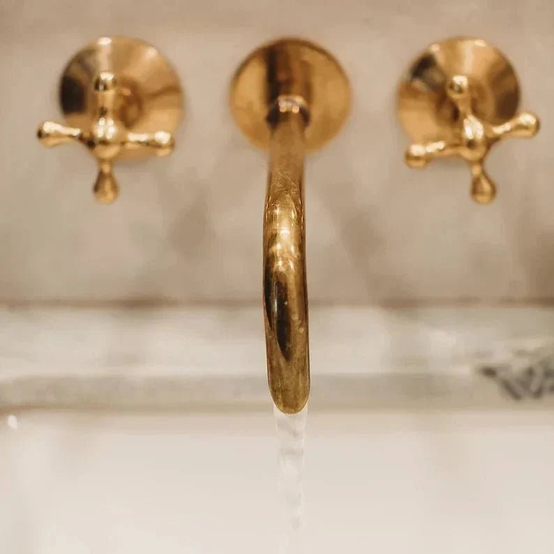 Unlacquered Brass Handcrafted Wall Mounted Faucet, Snake Style - BRASSDORIA